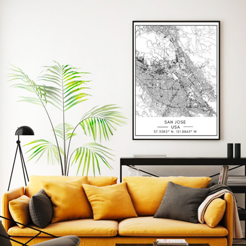 San Jose City Map - Canvas Wall Art Painting | Bowlift