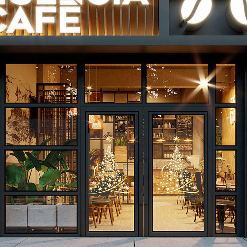 BowLift | Golden Christmas Tree Window Clings Stickers for Glass