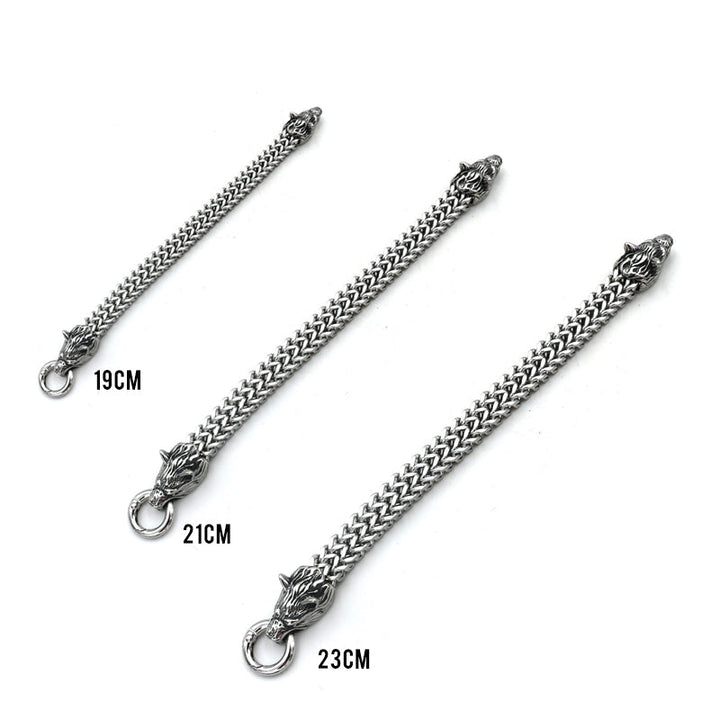BowLift | Viking Stainless Steel Double Wolf Head Fenrir Bracelet