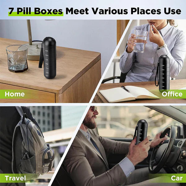 BowLift | MediSafe Weekbox – Waterproof Aluminum Pill Organizer with 7 Compartments