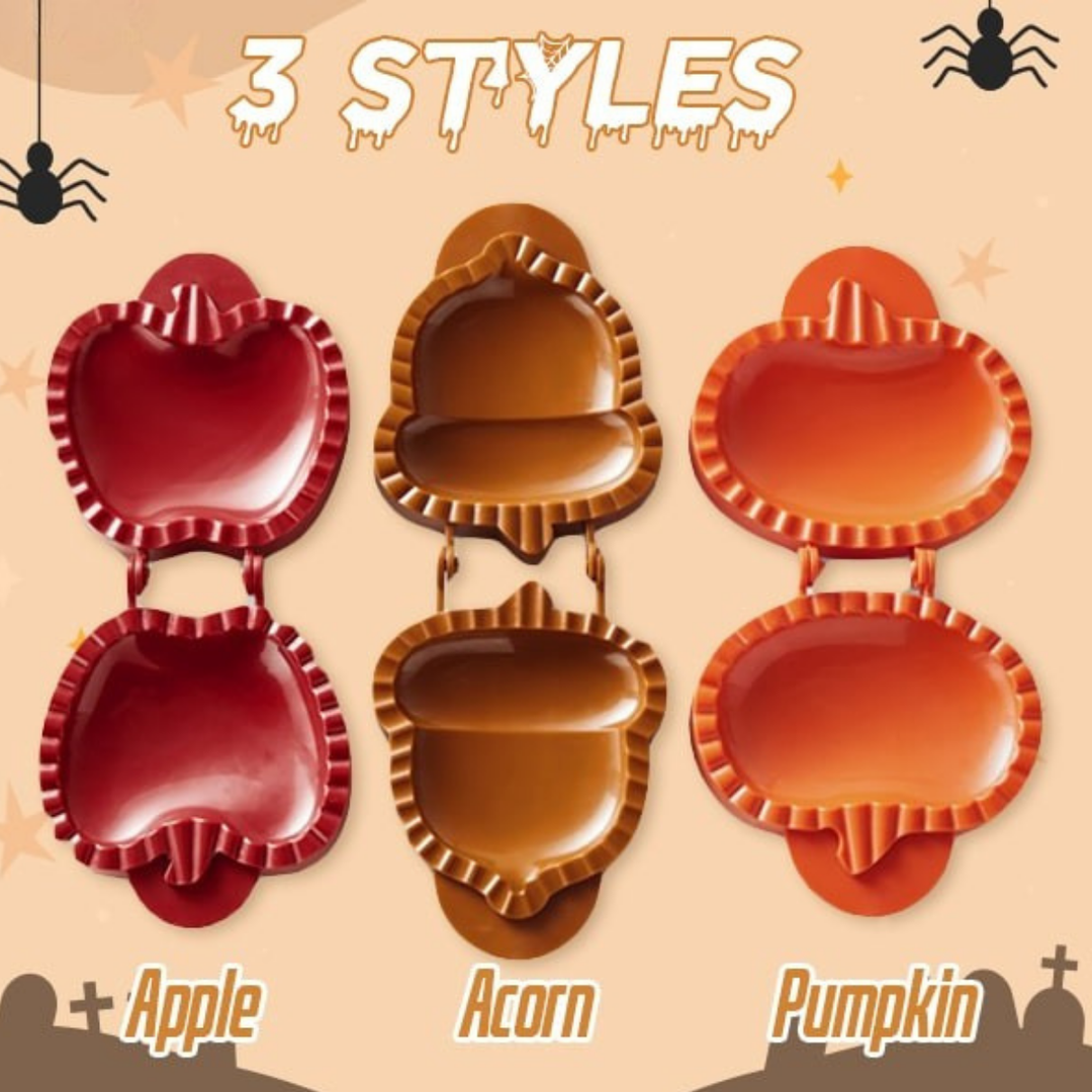 BowLift | Halloween Pie Press | Pumpkin, Apple & Acorn Shapes | Non-Stick Pastry Cutter & Sealer