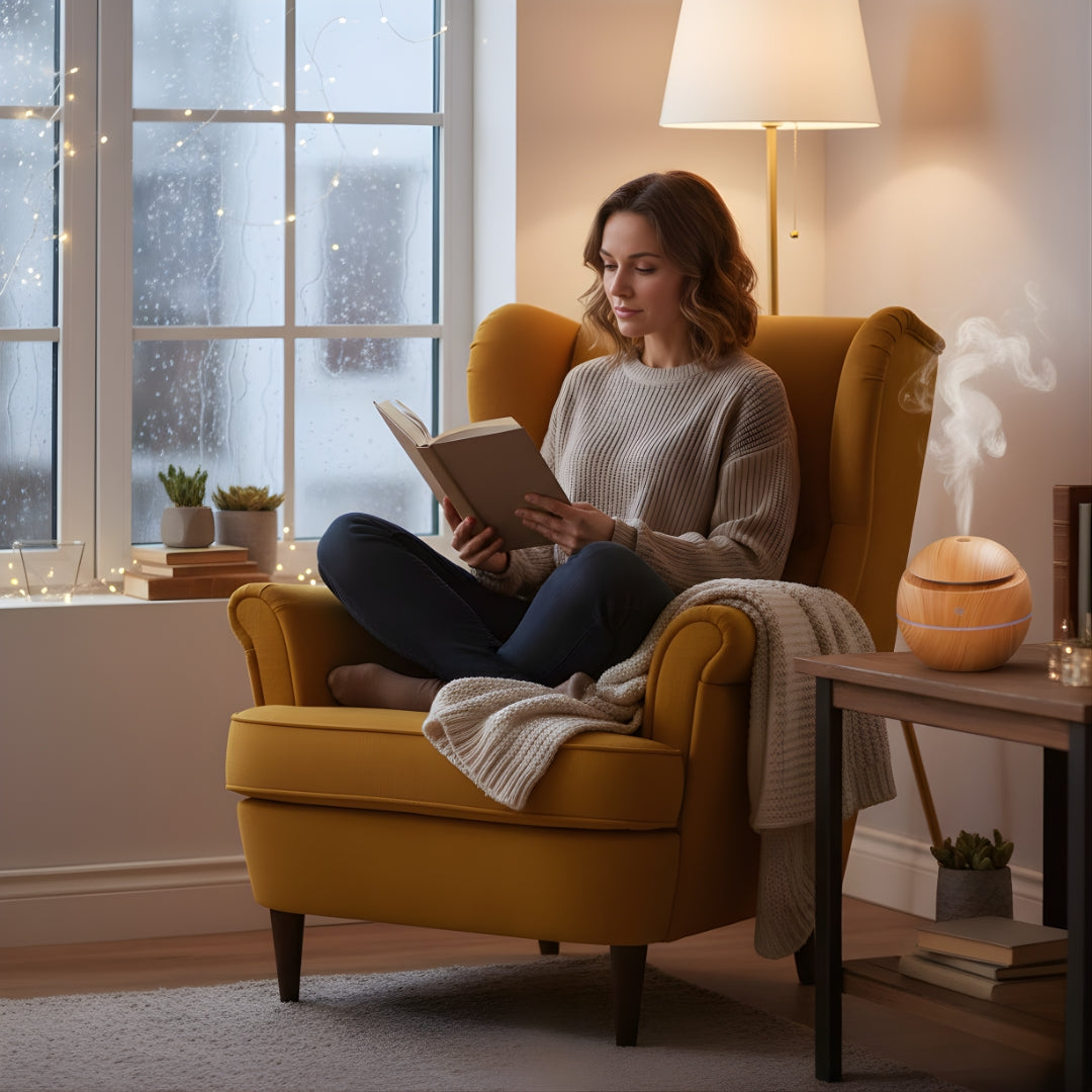 Gentle Quiet Mist & LED Night-Light – Wood Finish – Relieve Dry Air Improve Sleep Boost Comfort Bowlift