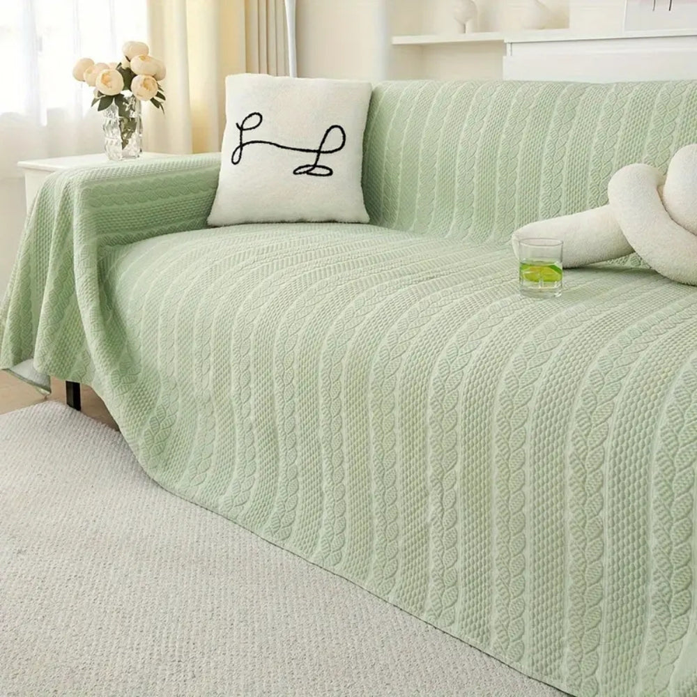 BowLift | Tranquil Plush Leaf Sofa Cover