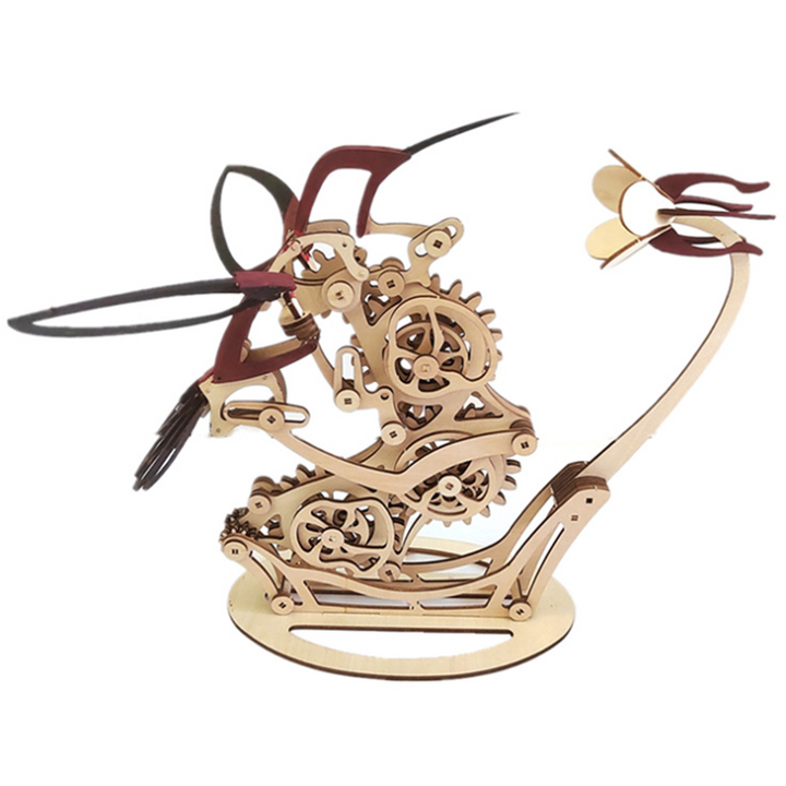 BowLift | Wood kinetic hummingbird sculpture