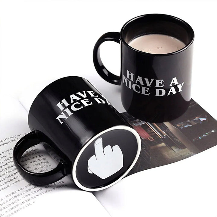 Have a Nice Day Coffee Mug Middle Finger Funny Cup Novelty Gift | Bowlift