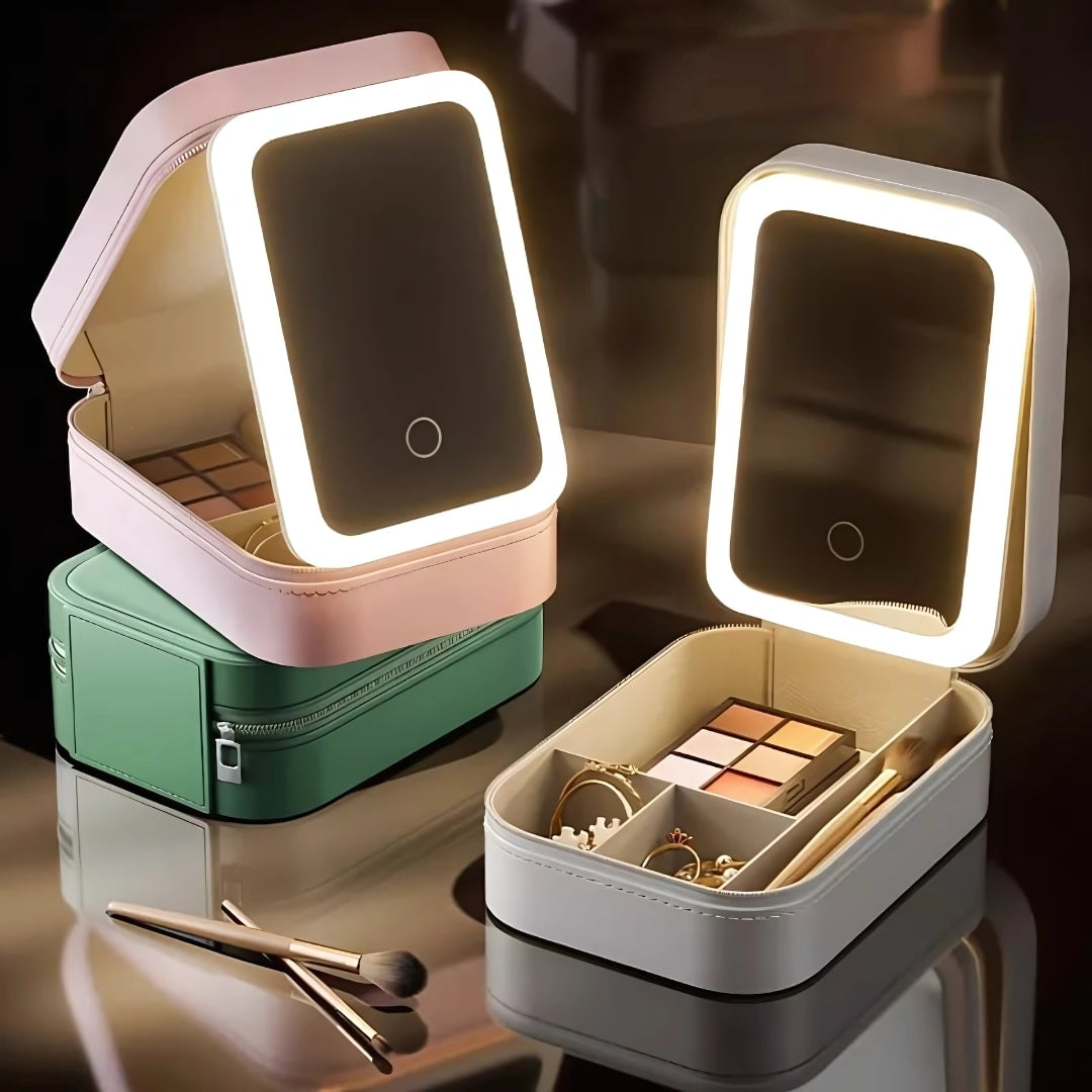 LED Light Mirror – Adjustable Angle – Organiser for Beauty Lovers – Bright Lighting for Flawless Look Bowlift