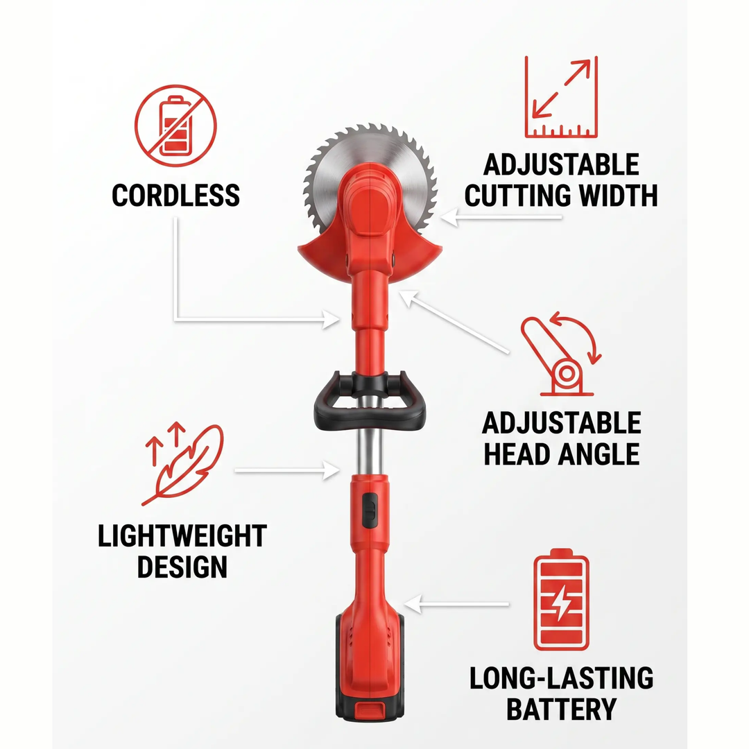 BowLift | Cordless Grass Trimmer with Adjustable Cutting Width for Lawn Care & Garden Maintenance