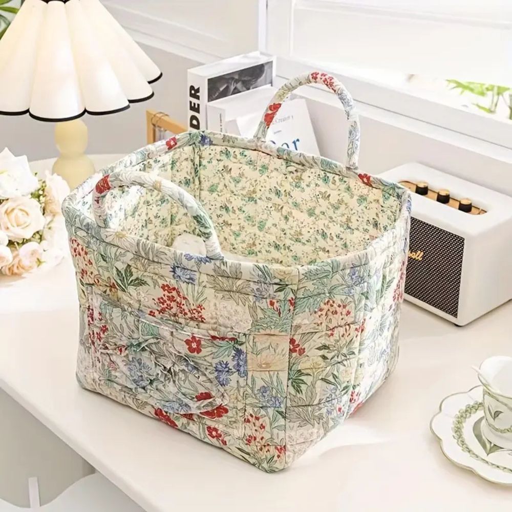 BowLift | Floral Canvas Storage Basket for Home Organization