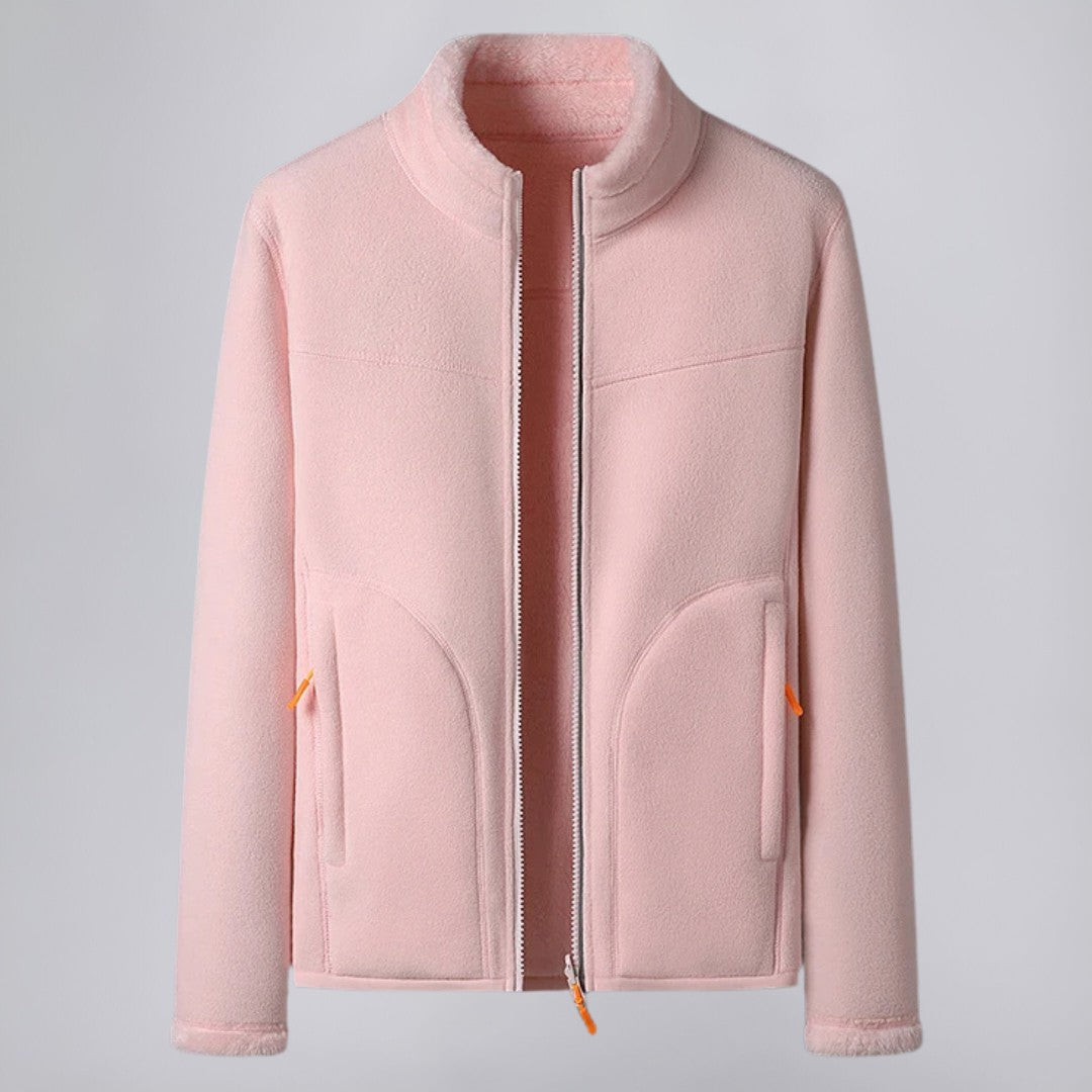 Fleece Zip Jacket with Stand Collar and Soft Interior