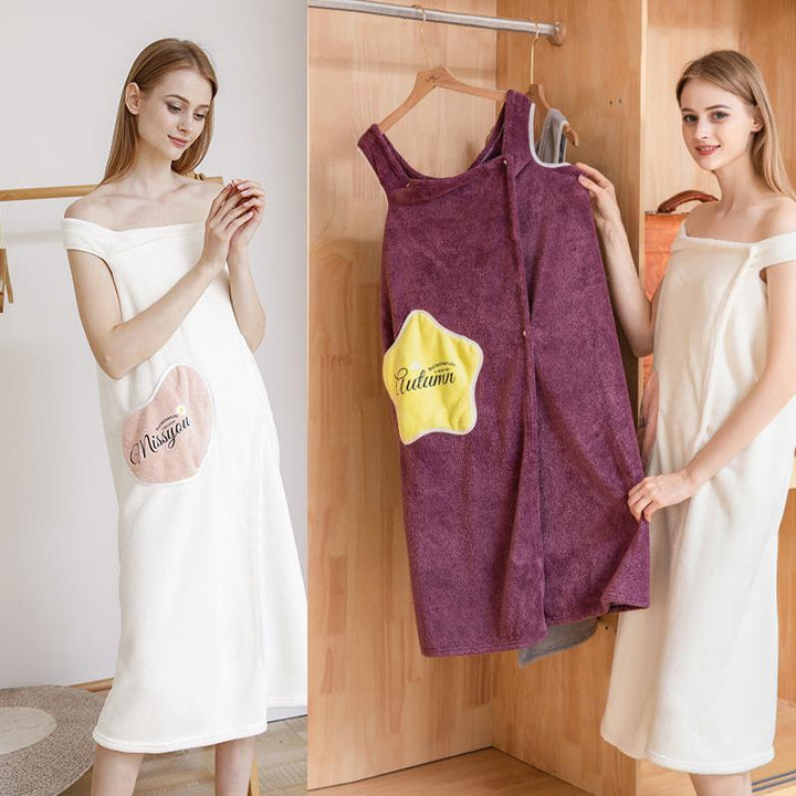 Fleece bathrobes with quick-drying effect for women | Bowlift