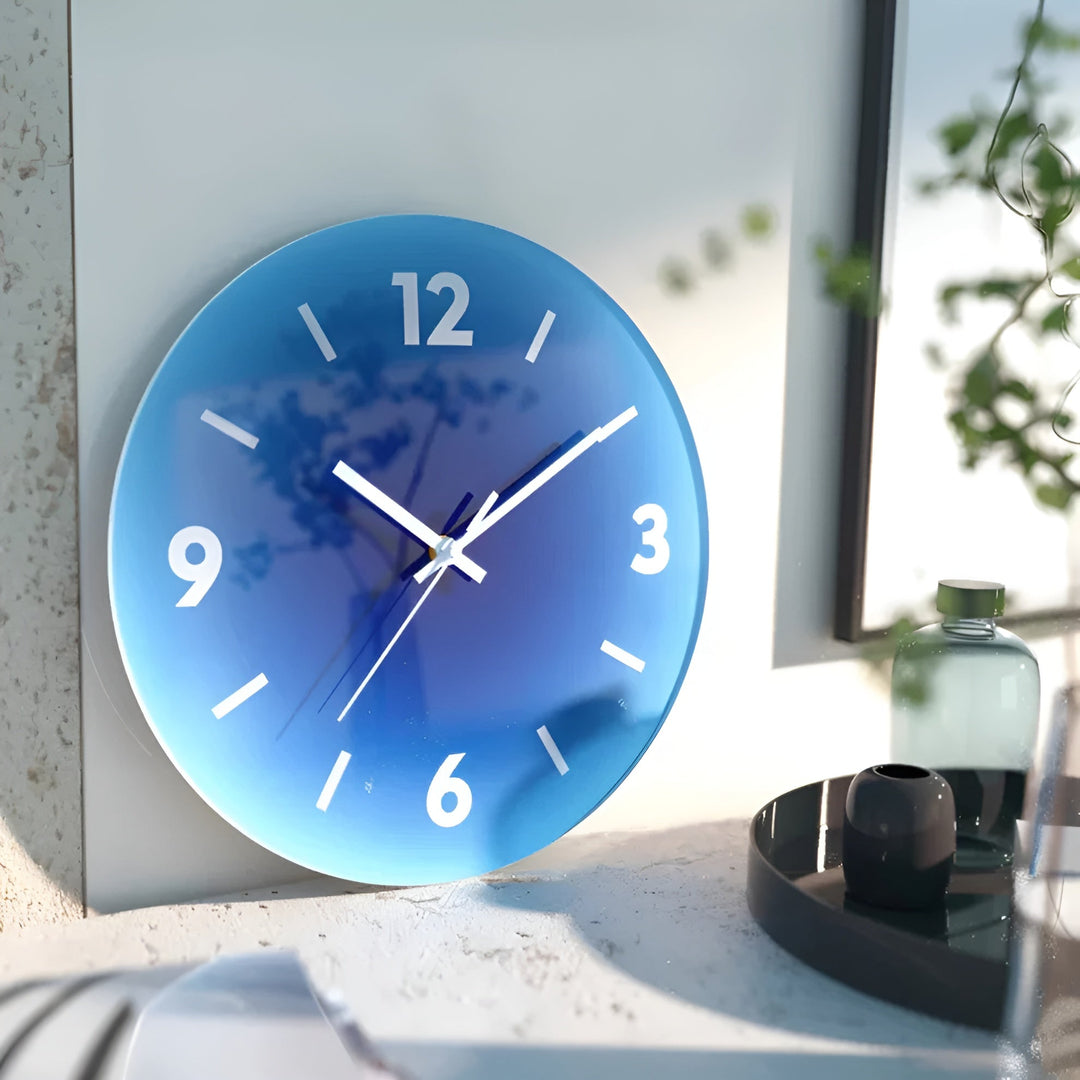 Glass Wall Clock – Modern Design with Sunset Motif | Bowlift