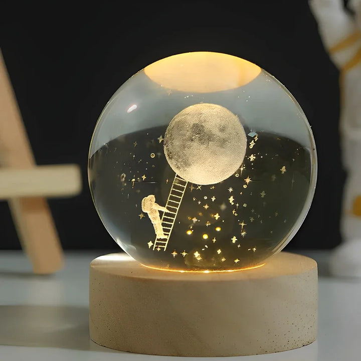 BowLift | Night Light Wooden Base Crystal Ball Lamp