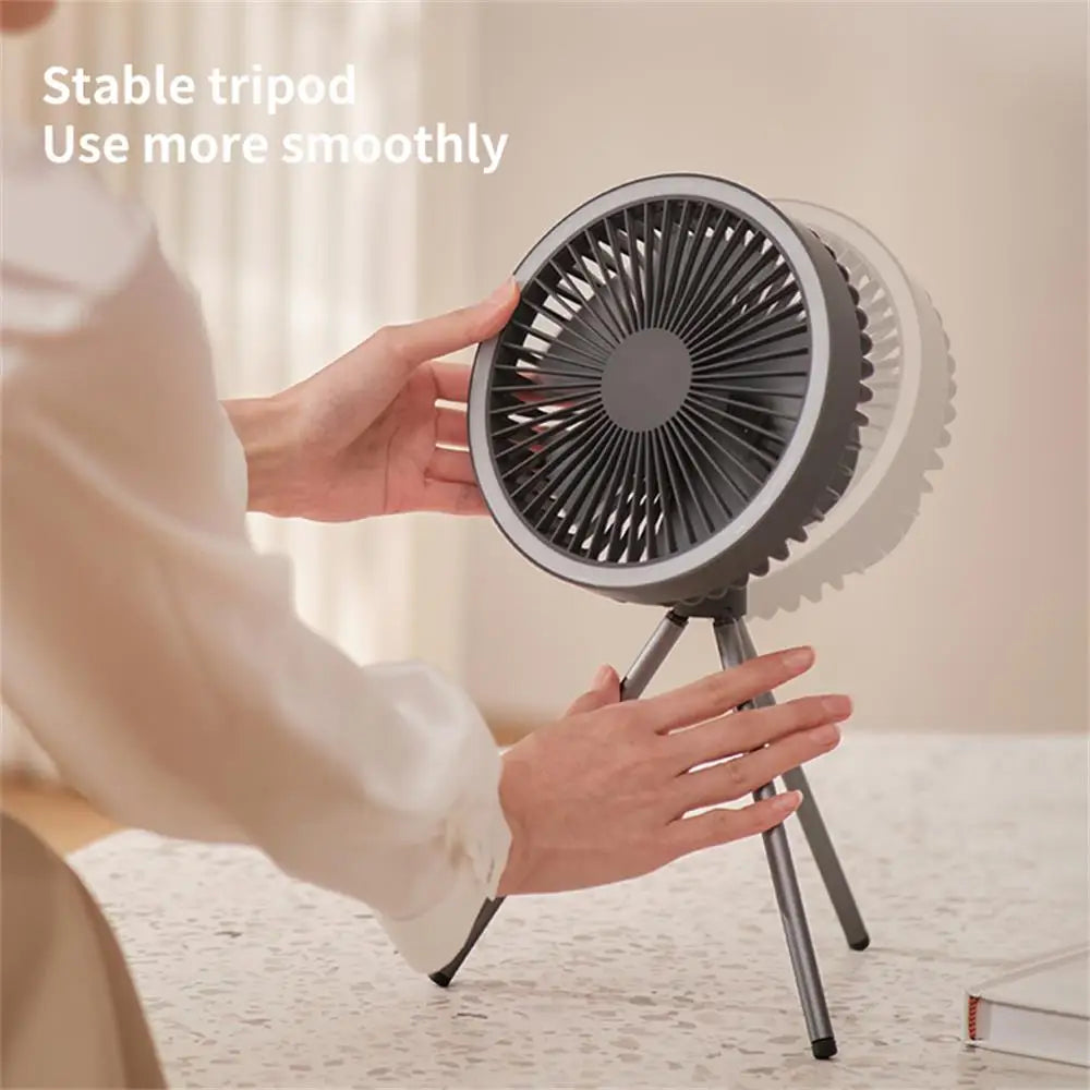 Portable Rechargeable Fan with LED and Built in Power Bank | Bowlift