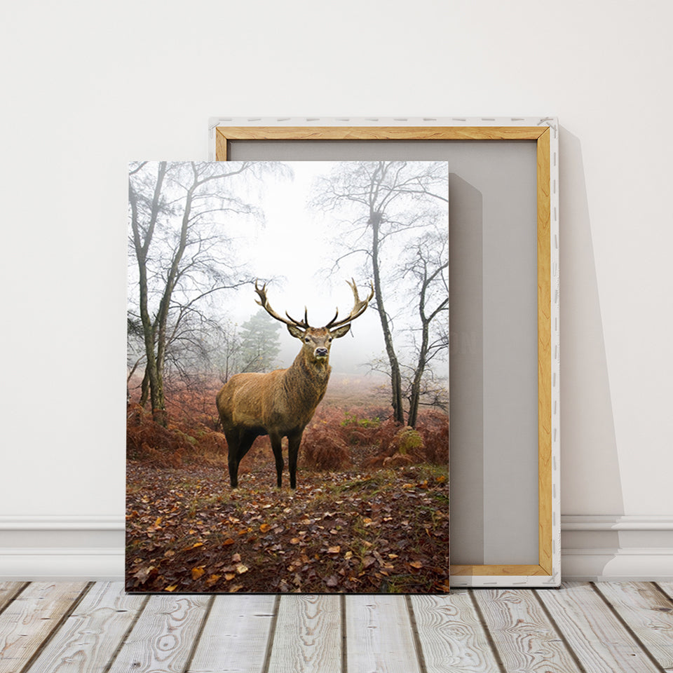 Misty Fall Deer - Canvas Wall Art Painting | Bowlift