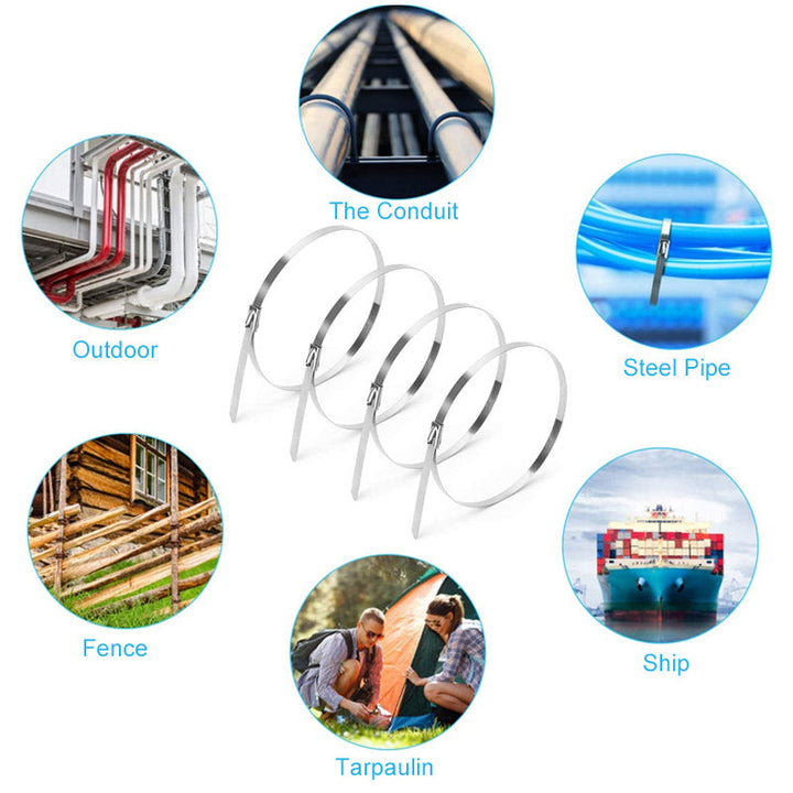 BowLift | Multi-Purpose Locking Cable Metal Zip Ties (100 PCs)