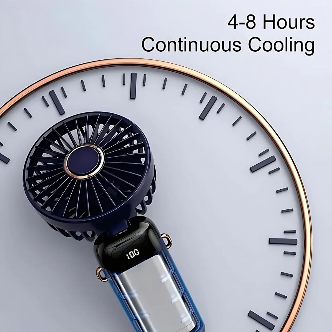 BowLift | Rechargeable Handheld Mini Fan | 5-Speed, 90-Degree Adjustable & Quiet for Office, Home & Outdoor Use