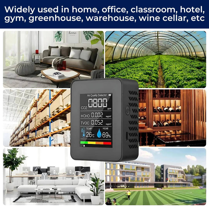BowLift | CO2 Carbon Dioxide Monitor - Air Quality Detector with Real-Time Alerts for Home and Office Air Quality Monitoring