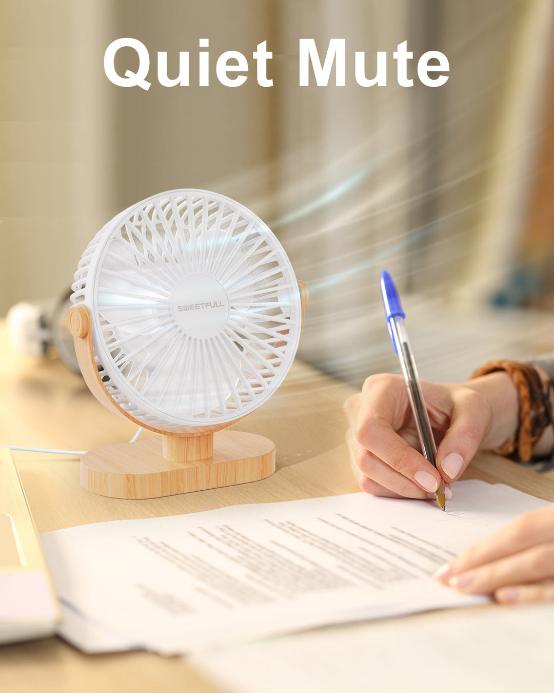 6.5 Inch USB Small Desk Fan for Home Office Car Outdoor Travel | Bowlift