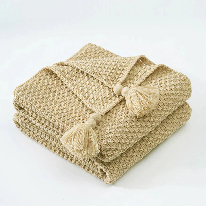BowLift | NordiWrap Knitted Wool Blanket with Tassels | Nordic Design | Cozy & Elegant | Perfect for Home