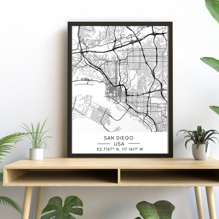 San Diego City Map - Canvas Wall Art Painting | Bowlift