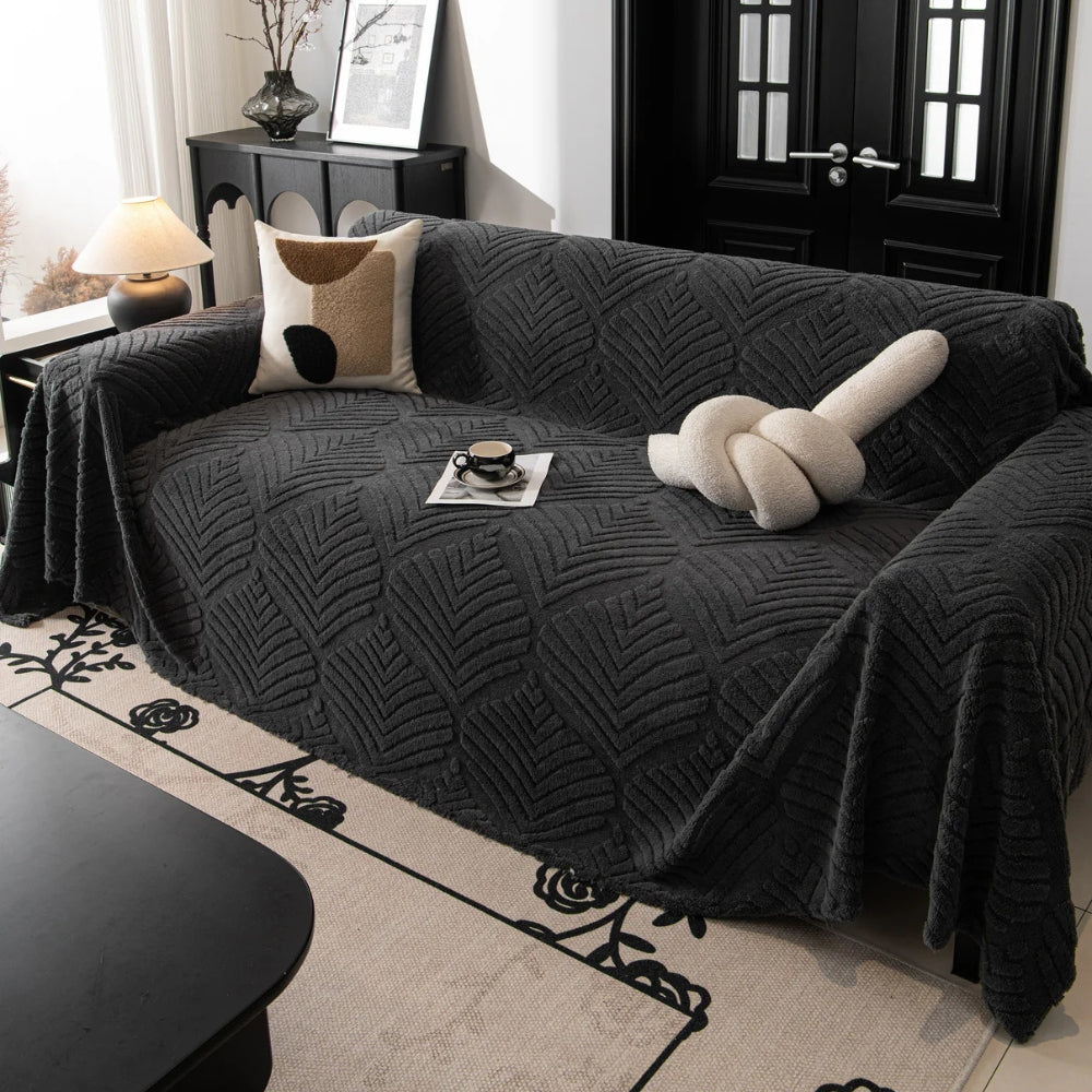 BowLift | Herringbone Leaf Design Fleece Sofa Cover