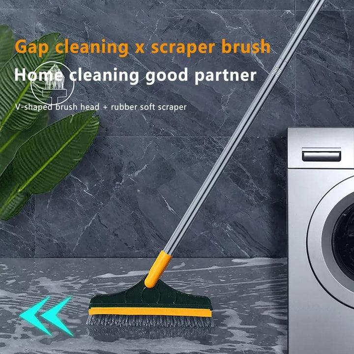 2 In 1 Floor Scrub Brush with Window Squeegee 120 Degrees Rotatable Long Handle Bowlift