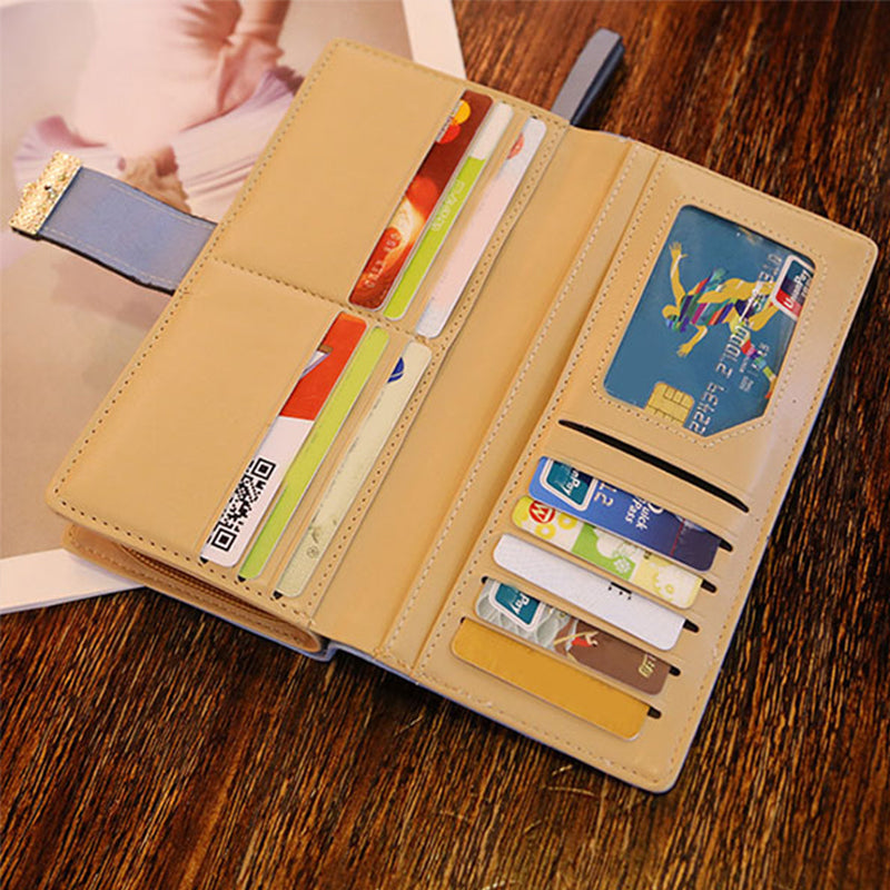 Ladies long wallet with leaf pattern | Bowlift