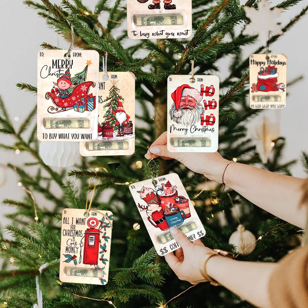 BowLift | Christmas Money Holder Ornament | Wooden Hanging Decoration | Handcrafted Holiday Gift Surprise