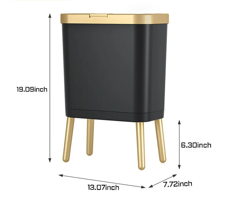 GoldenSlim Modern Trash Can with Lid Bowlift