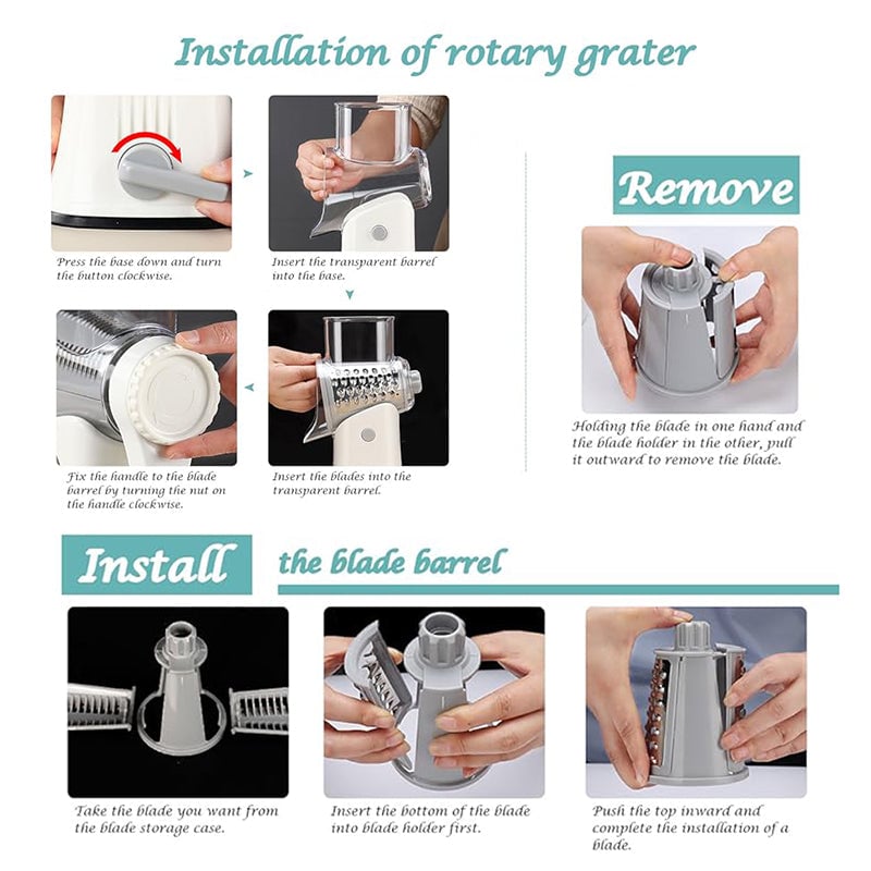 BowLift | 5 in 1 Rotary Cheese Grater Shredder