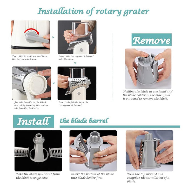 BowLift | 5 in 1 Rotary Cheese Grater Shredder