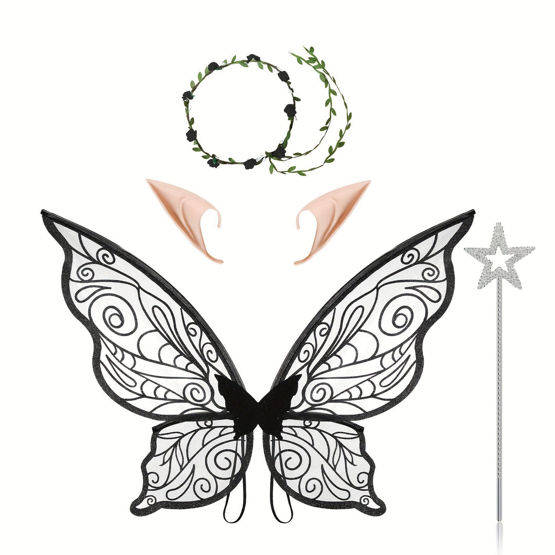 BowLift | Girls Magical Halloween Fairy Costume Set | Wings Wand Ears