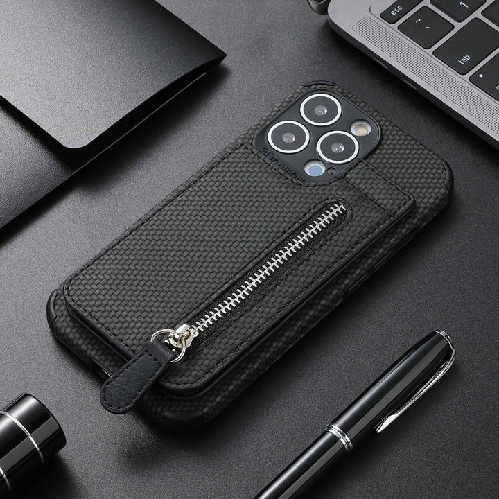 BowLift | Magnetic Zipper Wallet Cover With Credit Card Holder for iPhone