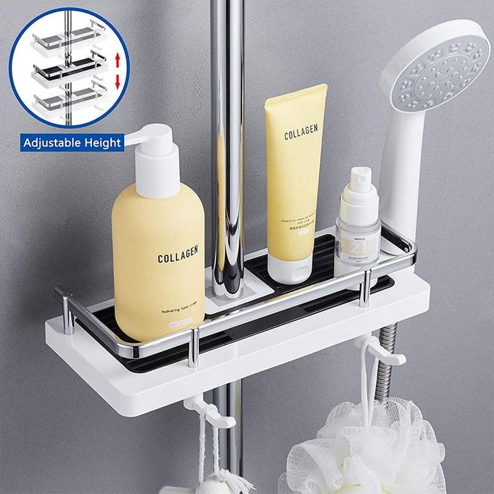 Bathroom Shelf Caddy for Shower Rail, No Drilling Pole Shower Storage Rack Holder | Bowlift
