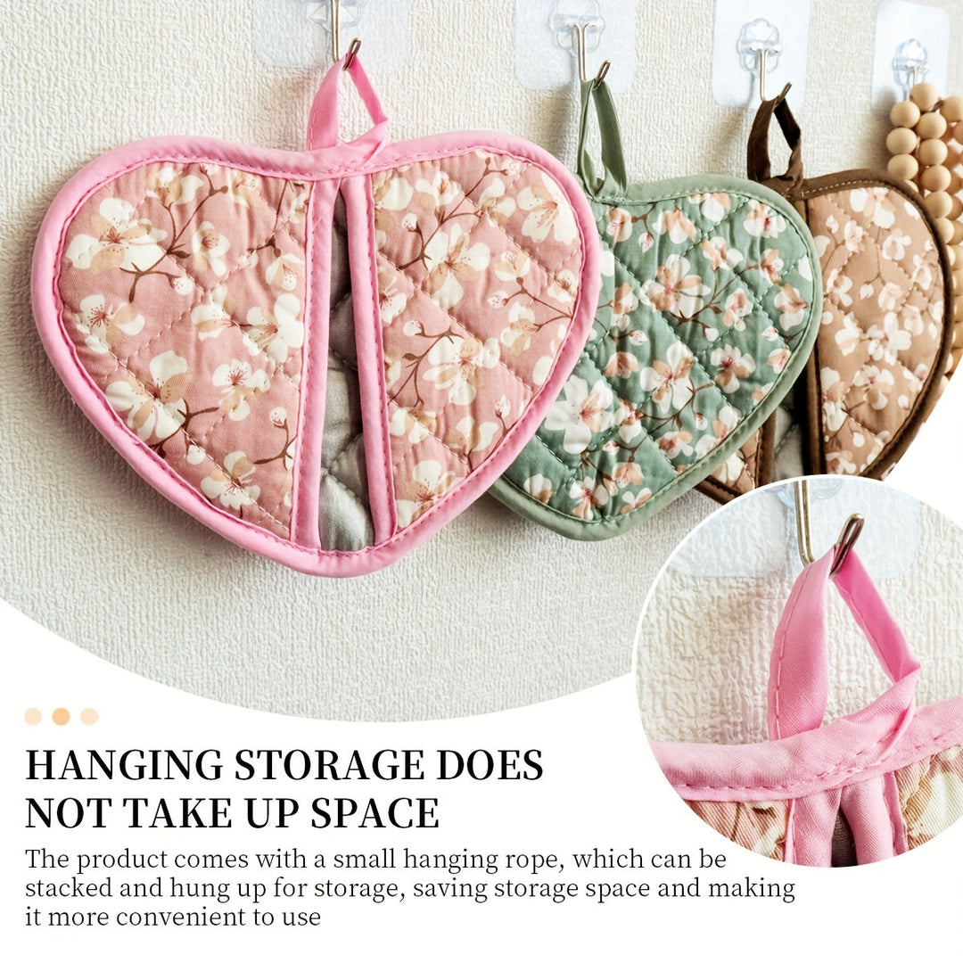 BowLift | KeukenHart Heat Resistant Oven Mitt Set – Decorative Heart Shaped Grip Pads