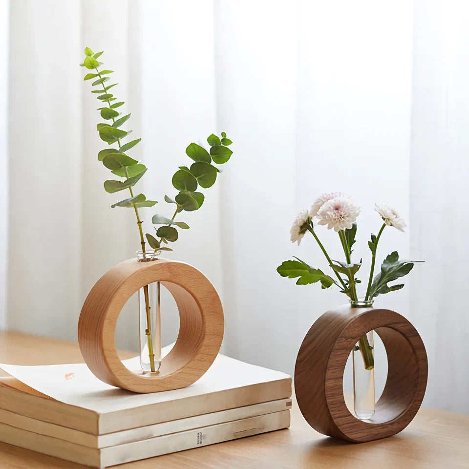 BowLift | Solid Wood Mini Glass Vase for Living Room Decoration