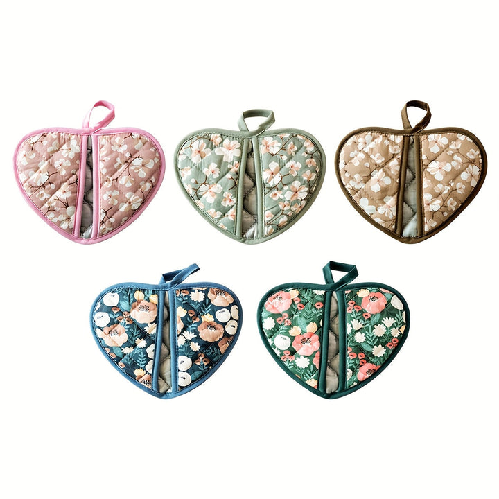 BowLift | KeukenHart Heat Resistant Oven Mitt Set – Decorative Heart Shaped Grip Pads