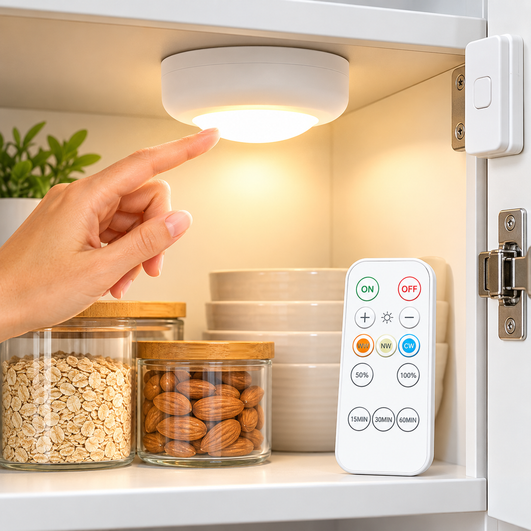 Wireless LED Under-Cabinet Puck Lights with Remote Control Bowlift