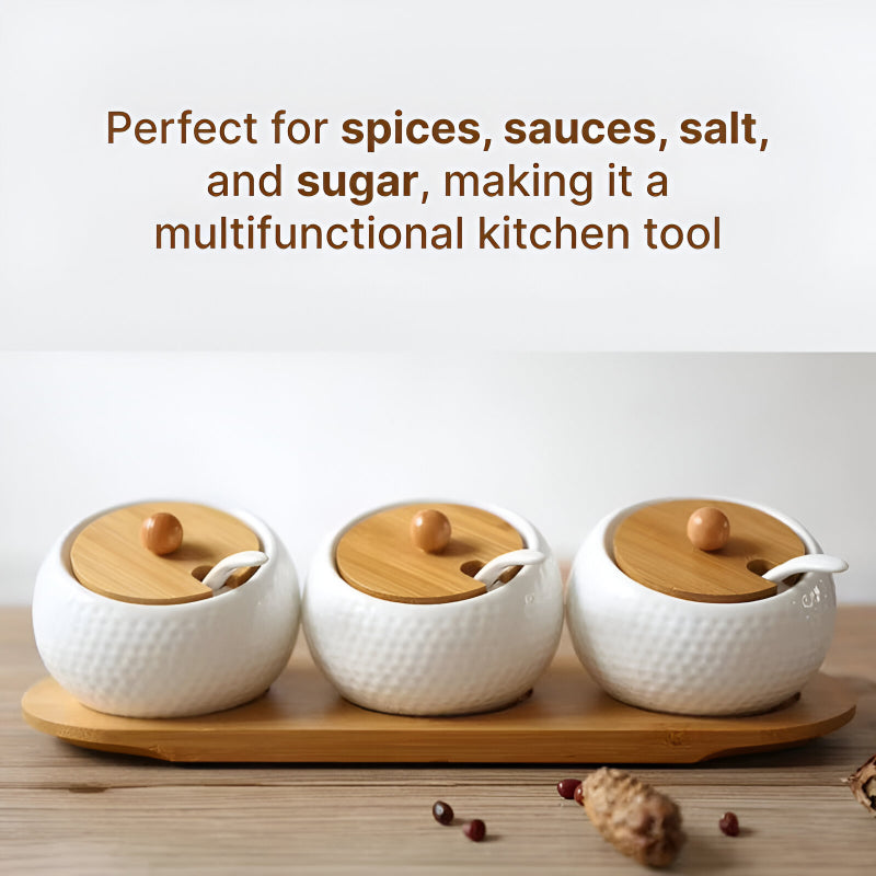 BowLift | Elegant Ceramic Storage Jar Set with Bamboo Tray