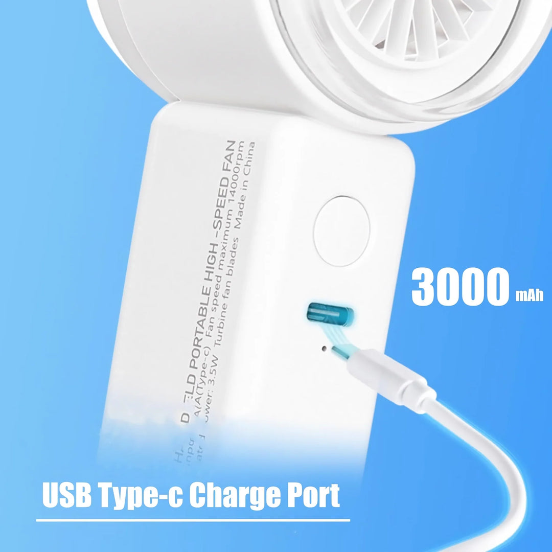 Compact High-Speed Handheld Fan with Digital Display - USB Rechargeable, 5 Speeds | Bowlift