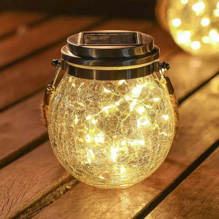 BowLift | 4-Pack Solar Glass Garden Lights Ice Crack Design