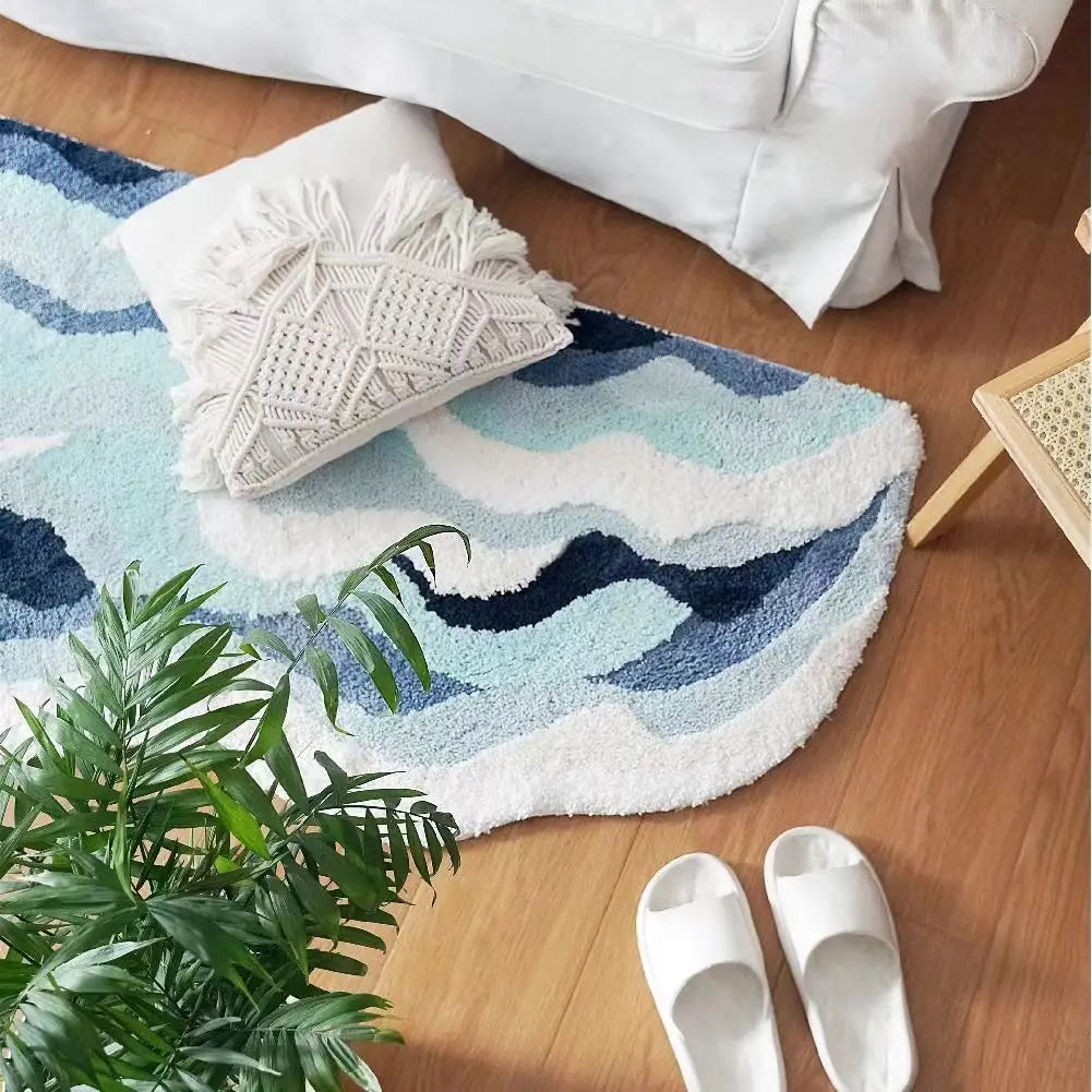 BowLift | Blue Waves Kids Non-Slip Bedroom Rug