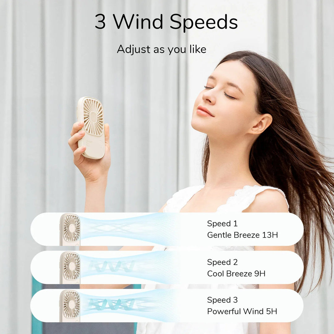 Mini Handheld USB Rechargeable Fan with 3 Speeds, Portable Lash Fan & Desk Stand | Bowlift