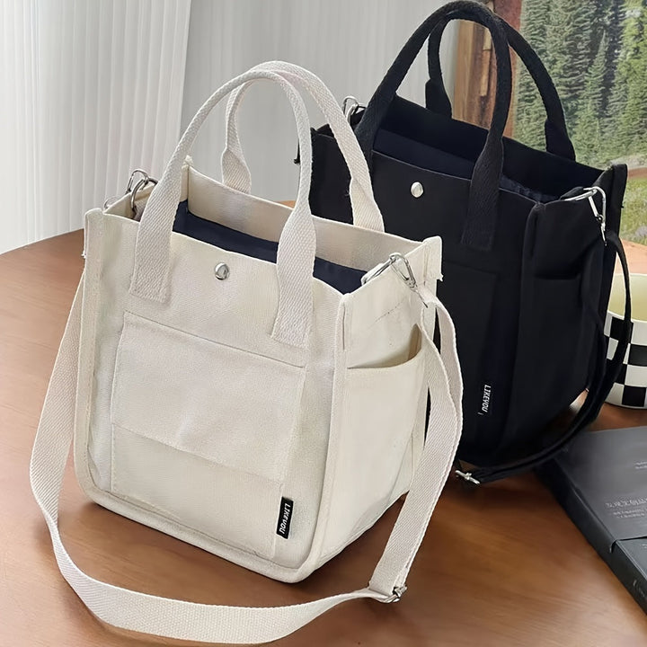 UrbanEase Canvas Slingbag – White shoulder bag with magnetic closure and adjustable strap | Bowlift