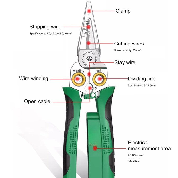 BowLift | 8in1 Electrician Multi-Tool Wire Stripping Pliers