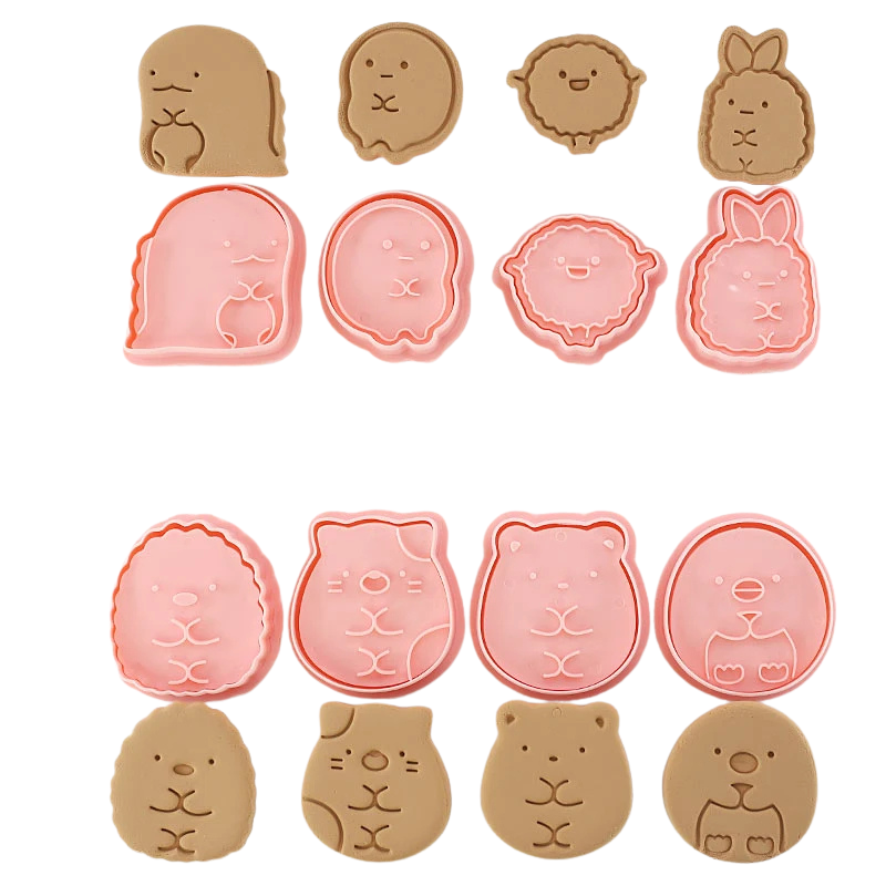 8pcs 3D Cartoon Cookie Cutters Pressable Biscuit Mold Cookie Stamp Set | Bowlift