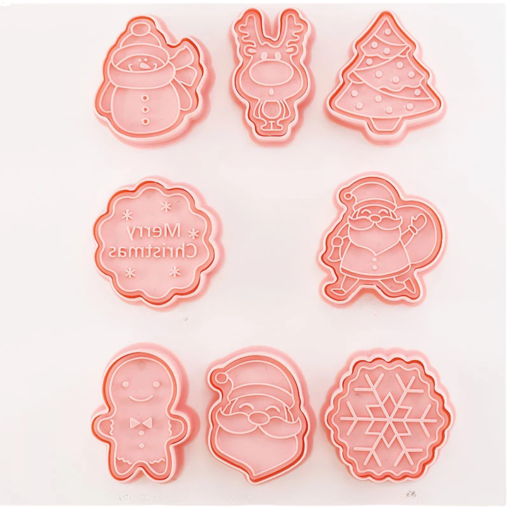 8pcs 3D Cartoon Cookie Cutters Pressable Biscuit Mold Cookie Stamp Set | Bowlift