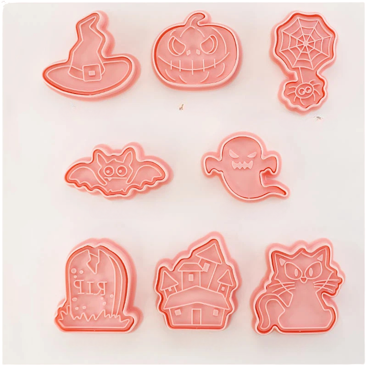 8pcs 3D Cartoon Cookie Cutters Pressable Biscuit Mold Cookie Stamp Set | Bowlift