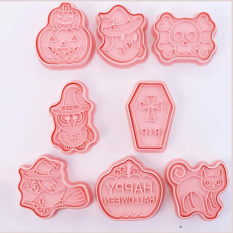 8pcs 3D Cartoon Cookie Cutters Pressable Biscuit Mold Cookie Stamp Set | Bowlift