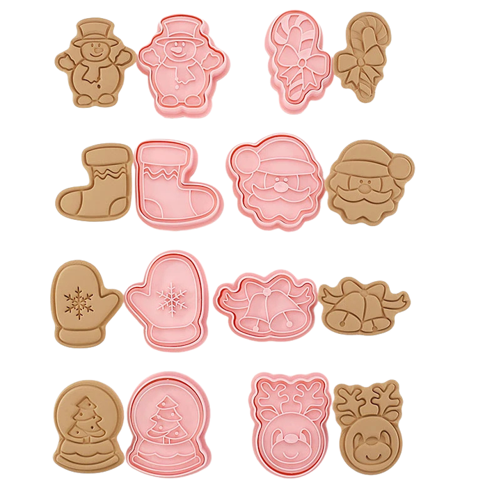 8pcs 3D Cartoon Cookie Cutters Pressable Biscuit Mold Cookie Stamp Set | Bowlift